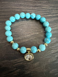Larimar + gold + charm