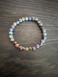 Rainbow howlite + Gold, rhinestone