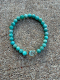 Jade with blue rhinestone connector