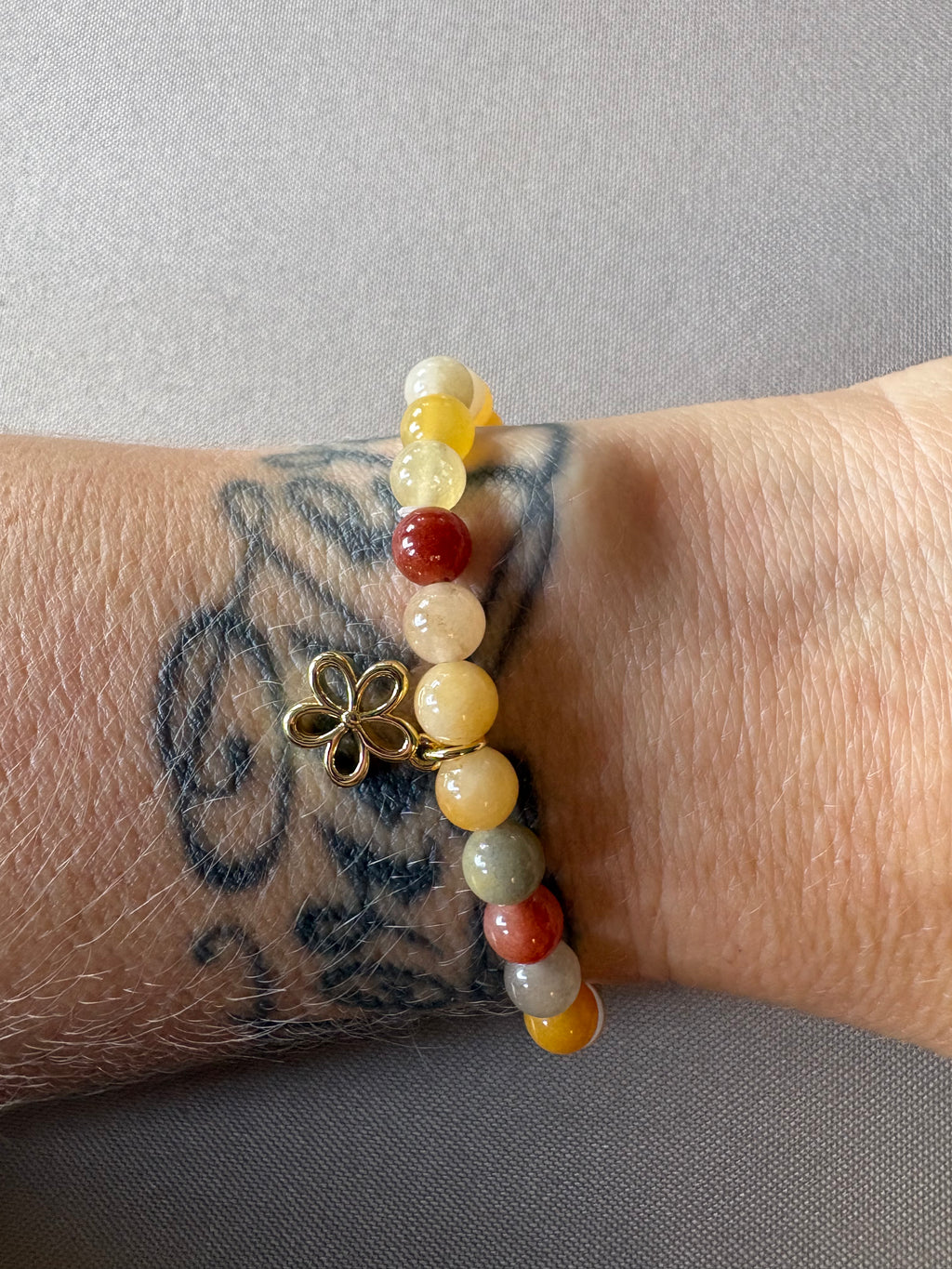 Multicolor jade with flower