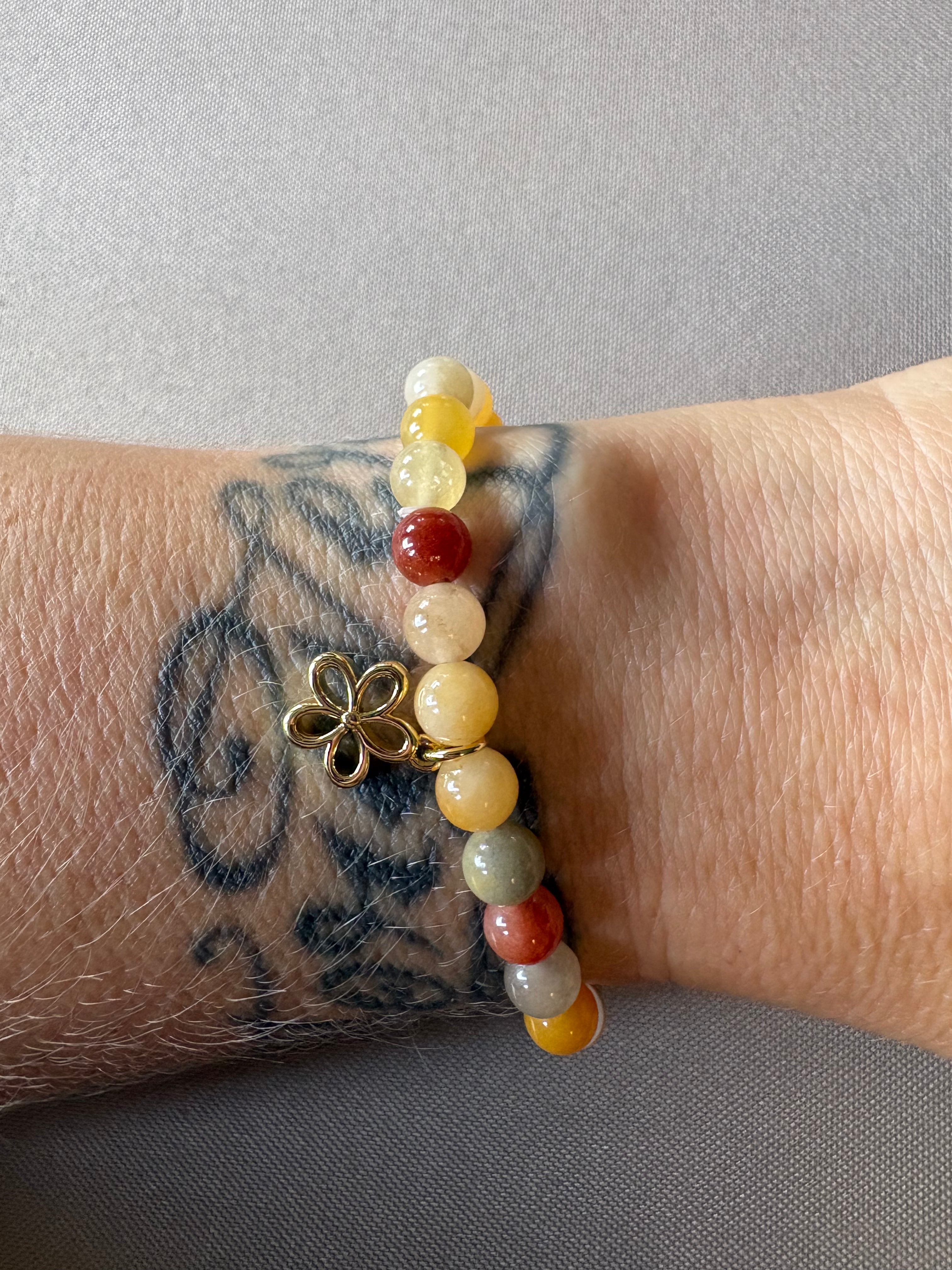 Multicolor jade with flower