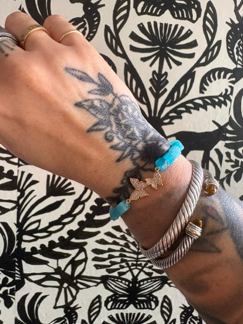 Apatite + Rhinestone butterfly